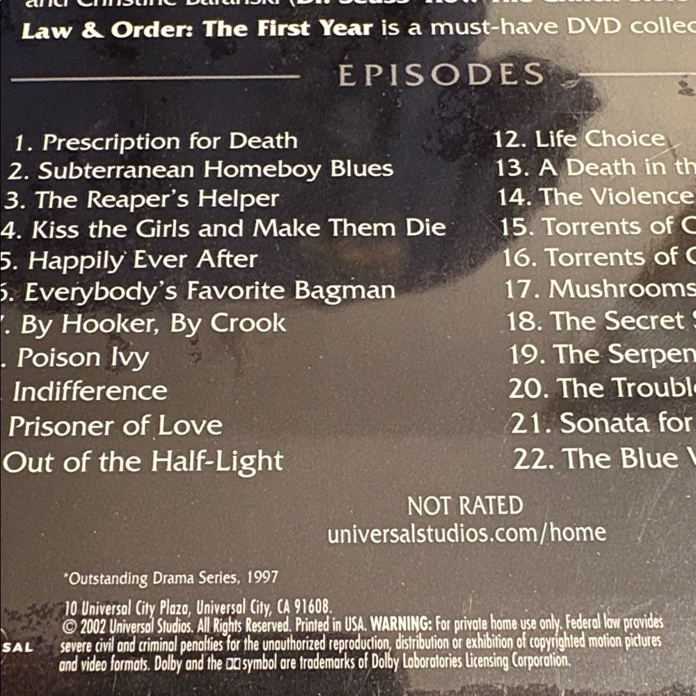 2002 Law & Order The First Year DVD Collection 22 Episode Box Set 6 Discs Sealed - Picture 14 of 17